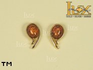 Jewellery GOLD earrings.  Stone: amber. TAG: ; name: GE293; weight: 2.3g.
