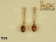 Jewellery GOLD earrings.  Stone: amber. TAG: nature; name: GE295; weight: 3.6g.