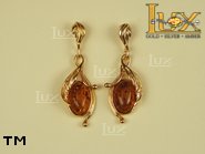 Jewellery GOLD earrings.  Stone: amber. TAG: nature; name: GE307; weight: 5.82g.