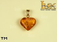 Jewellery GOLD pendant.  Stone: amber. TAG: hearts; name: GP003; weight: 1.3g.
