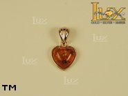 Jewellery GOLD pendant.  Stone: amber. TAG: hearts, clasic; name: GP109-2; weight: 2.5g.