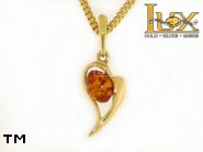 Jewellery GOLD pendant.  Stone: amber. TAG: hearts, modern; name: GP348; weight: 1.31g.