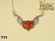 Jewellery SILVER sterling necklace.  Stone: amber. TAG: ; name: N-008; weight: 6.8g.