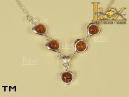 Jewellery SILVER sterling necklace.  Stone: amber. TAG: hearts; name: N-078; weight: 7.1g.