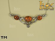 Jewellery SILVER sterling necklace.  Stone: amber. TAG: clasic; name: N-094; weight: 10.8g.