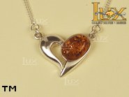 Jewellery SILVER sterling necklace.  Stone: amber. TAG: hearts; name: N-119; weight: 6.4g.
