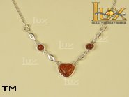 Jewellery SILVER sterling necklace.  Stone: amber. TAG: hearts; name: N-502; weight: 6.1g.