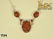 Jewellery SILVER sterling necklace.  Stone: amber. TAG: ; name: N-521; weight: 8.5g.