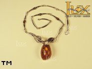 Jewellery SILVER sterling necklace.  Stone: amber. TAG: ; name: N-640; weight: 25.6g.