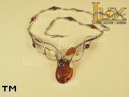 Jewellery SILVER sterling necklace.  Stone: amber. TAG: ; name: N-645; weight: 36g.