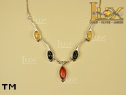 Jewellery SILVER sterling necklace.  Stone: amber. TAG: ; name: N-716MIX; weight: 9g.