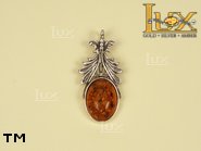 Jewellery SILVER sterling pendant.  Stone: amber. TAG: ; name: P-008; weight: 3.5g.