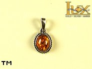 Jewellery SILVER sterling pendant.  Stone: amber. TAG: ; name: P-014-2; weight: 1.2g.