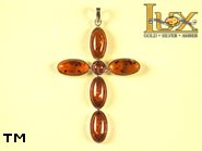 Jewellery SILVER sterling pendant.  Stone: amber. TAG: cross; name: P-01AM; weight: 6.9g.