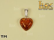 Jewellery SILVER sterling pendant.  Stone: amber. TAG: hearts; name: P-064; weight: 2.8g.