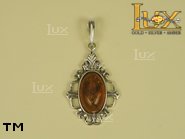 Jewellery SILVER sterling pendant.  Stone: amber. TAG: clasic; name: P-086; weight: 3.4g.