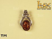 Jewellery SILVER sterling pendant.  Stone: amber. TAG: clasic; name: P-094; weight: 3.2g.