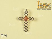 Jewellery SILVER sterling pendant.  Stone: amber. TAG: cross; name: P-107; weight: 1.5g.