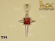 Jewellery SILVER sterling pendant.  Stone: amber. TAG: cross; name: P-117; weight: 2.7g.