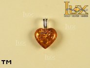 Jewellery SILVER sterling pendant.  Stone: amber. TAG: hearts; name: P-122-2; weight: 0.84g.