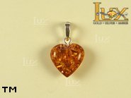 Jewellery SILVER sterling pendant.  Stone: amber. TAG: hearts; name: P-122-3; weight: 0.74g.