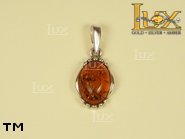 Jewellery SILVER sterling pendant.  Stone: amber. TAG: ; name: P-143; weight: 2.2g.