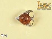 Jewellery SILVER sterling pendant.  Stone: amber. Fish - Gold fish. TAG: animals; name: P-212; weight: 1.5g.