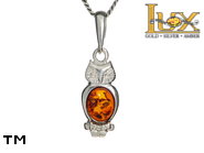 Jewellery SILVER sterling pendant.  Stone: amber. TAG: animals; name: P-237; weight: 1.6g.