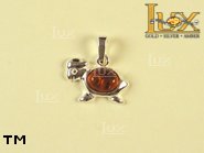 Jewellery SILVER sterling pendant.  Stone: amber. Turtle. TAG: animals; name: P-254; weight: 2g.