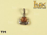 Jewellery SILVER sterling pendant.  Stone: amber. Viking ship. Viking boat. TAG: nature, signs; name: P-292; weight: 1.67g.