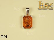 Jewellery SILVER sterling pendant.  Stone: amber. TAG: ; name: P-296; weight: 2.2g.