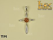 Jewellery SILVER sterling pendant.  Stone: amber. TAG: cross; name: P-325; weight: 1.9g.
