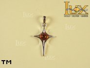 Jewellery SILVER sterling pendant.  Stone: amber. TAG: cross; name: P-326; weight: 1.9g.