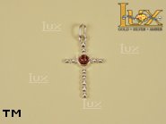 Jewellery SILVER sterling pendant.  Stone: amber. TAG: cross; name: P-327; weight: 1.1g.