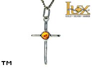 Jewellery SILVER sterling pendant.  Stone: amber. TAG: cross; name: P-342; weight: 1.1g.
