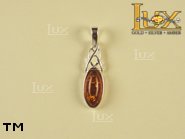 Jewellery SILVER sterling pendant.  Stone: amber. TAG: ; name: P-370; weight: 1.2g.