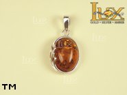 Jewellery SILVER sterling pendant.  Stone: amber. TAG: ; name: P-405; weight: 2.3g.