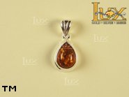 Jewellery SILVER sterling pendant.  Stone: amber. TAG: ; name: P-453; weight: 2.3g.