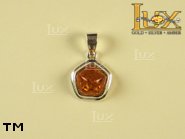 Jewellery SILVER sterling pendant.  Stone: amber. TAG: ; name: P-471; weight: 2.1g.