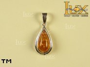 Jewellery SILVER sterling pendant.  Stone: amber. TAG: ; name: P-472; weight: 2.1g.