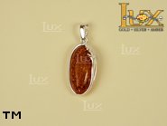 Jewellery SILVER sterling pendant.  Stone: amber. TAG: ; name: P-495; weight: 2.2g.