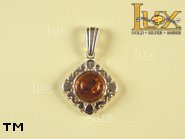 Jewellery SILVER sterling pendant.  Stone: amber. TAG: ; name: P-604; weight: 3.1g.