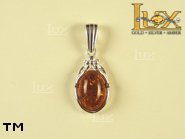 Jewellery SILVER sterling pendant.  Stone: amber. TAG: ; name: P-605; weight: 2.8g.