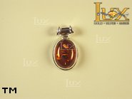 Jewellery SILVER sterling pendant.  Stone: amber. TAG: ; name: P-620; weight: 6.9g.