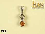 Jewellery SILVER sterling pendant.  Stone: amber. TAG: ; name: P-628-2; weight: 1.9g.