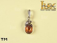 Jewellery SILVER sterling pendant.  Stone: amber. TAG: ; name: P-630; weight: 1.8g.