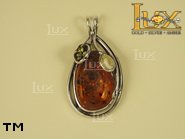 Jewellery SILVER sterling pendant.  Stone: amber. TAG: ; name: P-640; weight: 9.1g.