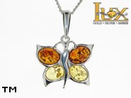 Jewellery SILVER sterling pendant.  Stone: amber. Butterfly. TAG: animals; name: P-744; weight: 3.7g.