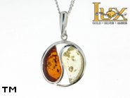 Jewellery SILVER sterling pendant.  Stone: amber. Yin-yang symbol. TAG: signs; name: P-819; weight: 3.2g.