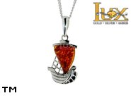 Jewellery SILVER sterling pendant.  Stone: amber. Fishing boat. Ship, boat, sailboat. TAG: signs; name: P-828; weight: 2.8g.